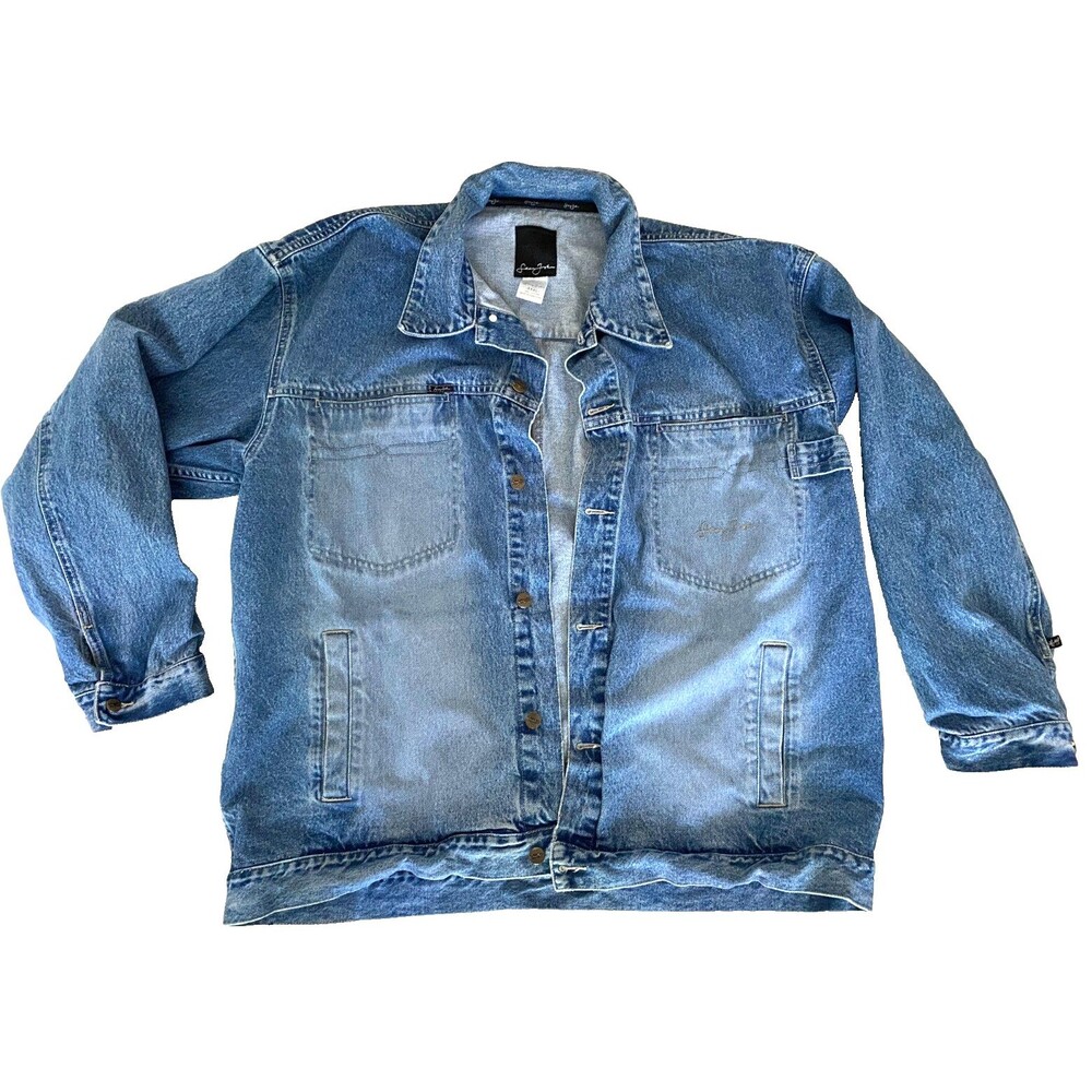 Vtg Sean John Denim Jacket Men's 3XL Chore Trucker Hip Hop Streetwear Y2K Blue